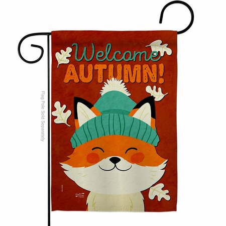 PATIO TRASERO 13 x 18.5 in. Autumn Foxy Garden Flag with Fall Harvest & Double-Sided Decorative Vertical Flags PA3900939